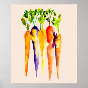 Affiche Carottes aquarelle art alimentaire coloré