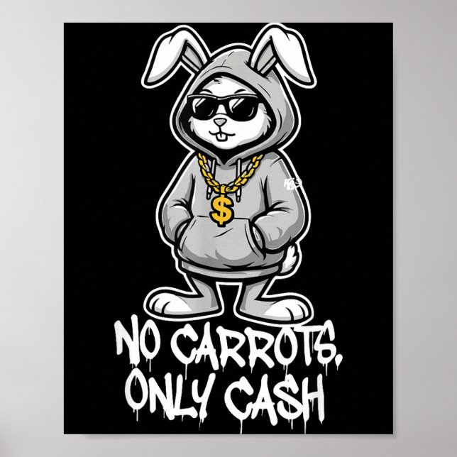 Affiche Carottes seulement en espèces lapin de Pâques drôl (Devant)