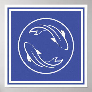 Affiche Carp Koi Yin Yang Zen Spiritualité Poisson Chinois