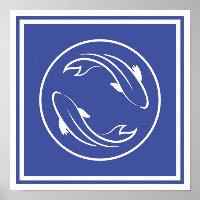 Affiche Carp Koi Yin Yang Zen Spiritualité Poisson Chinois (Devant)