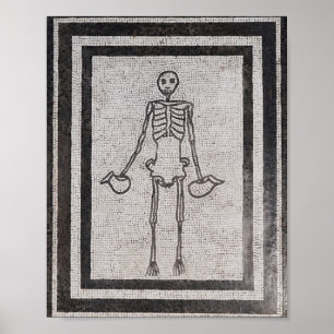 Affiche Carpe Diem Mosaïque de squelette romain antique
