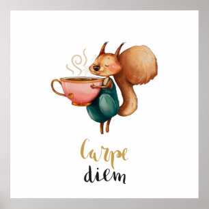Affiche Carpe Diem Whimsical Squirrel