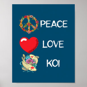 Affiche Carpe Koi Amour Paix Lotus Yin Yang Japonaise Koi