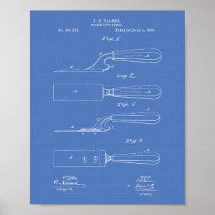 Affiche Carpenter's Chisel 1889 Brevet d'art Plan directeu