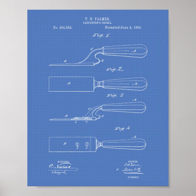 Affiche Carpenter's Chisel 1889 Brevet d'art Plan directeu (Devant)