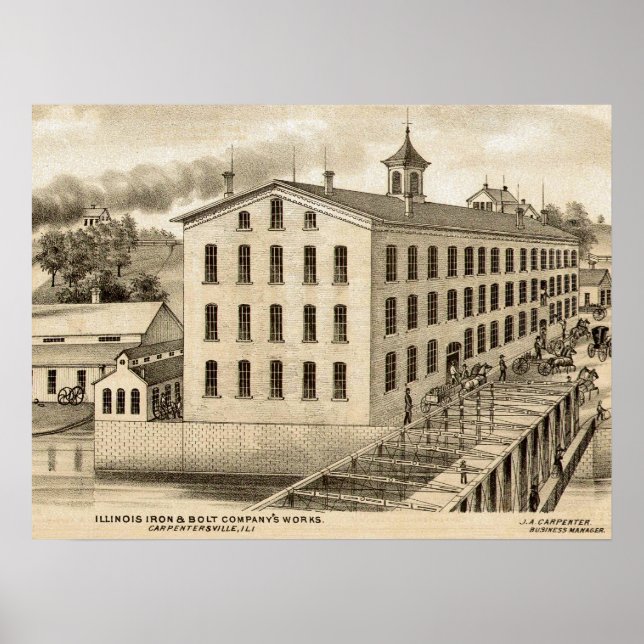 Affiche Carpentersville Illinois Iron and Bolt Co. 1871 (Devant)
