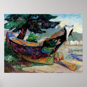 Affiche Carr - Canot de guerre autochtone 1912