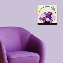 Carré de bouquet et papillons mauve