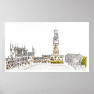 Affiche Carré de Burg. Bruges Belgique
