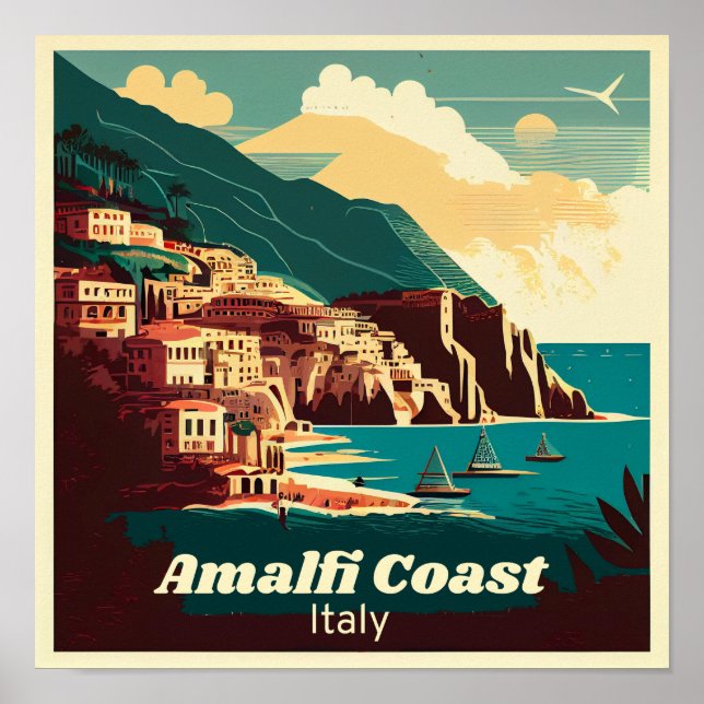 Affiche Carré de la côte d'Amalfi Vintage (Devant)