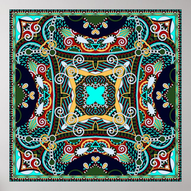 Affiche carré de soie foulard ou mouchoir design motif (Devant)