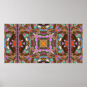 Affiche carré de soie foulard ou mouchoir design motif