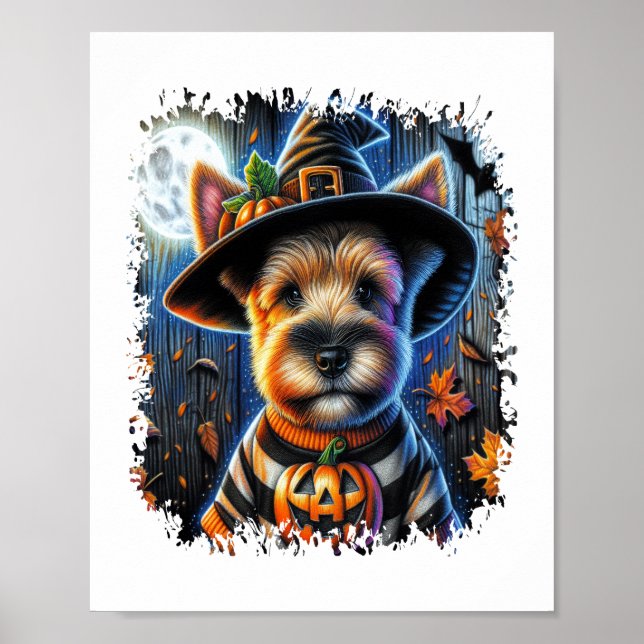 Affiche Carré d'Halloween de Chien Terrier (Devant)