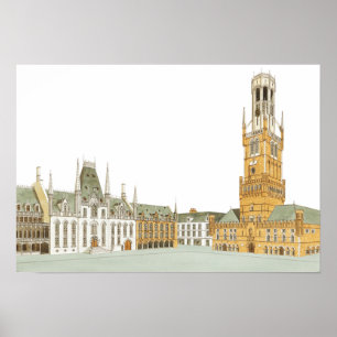 Affiche Carré du marché. Bruges Belgique