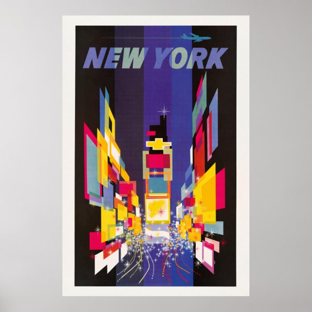 Affiche Carré du New York Times de nuit abstrait (Devant)