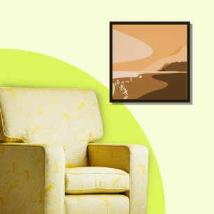 Affiche Carré élégant Orange Digital Sunset Seascape