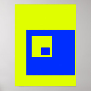 Affiche Carré jaune et bleu