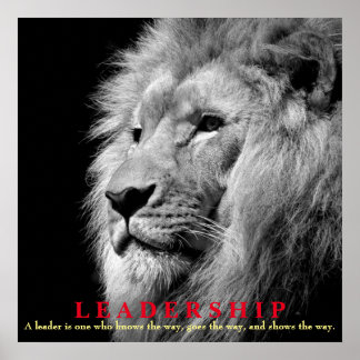 Affiche Carré Lion de leadership inspiré noir et blanc