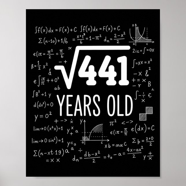 Affiche Carré Mathématique Racine 441 Ans, Math Intelligen (Devant)