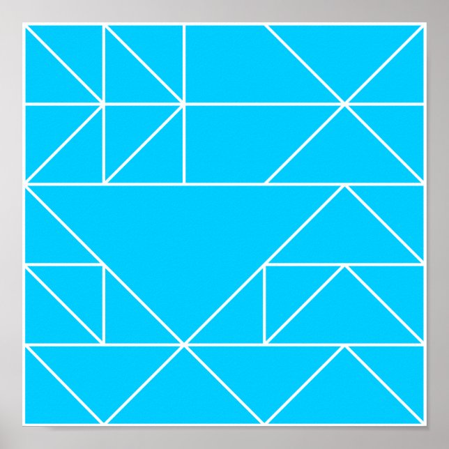 Affiche Carré Motif Triangles bleu Imprimer (Devant)