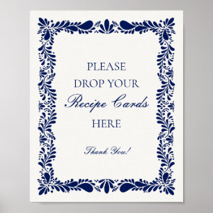 Affiche Carreau de Talavera bleu Espagnol Partage une Rece