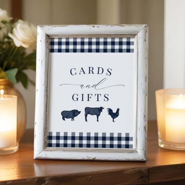 Affiche Carreaux bleus rustiques "Cartes et cadeaux" (Créateur téléchargé)