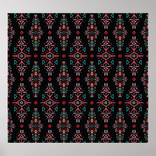 Affiche Carreaux Boho ethniques : Motif Vintage sans coutu