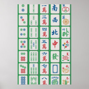 Affiche Carreaux de Mahjong sur vert