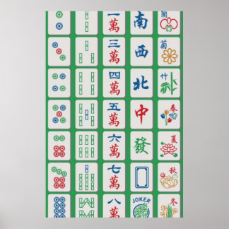Affiche Carreaux de Mahjong sur vert
