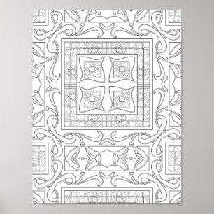Affiche Carreaux de Mandala d'Art à Motifs Géométriques Co