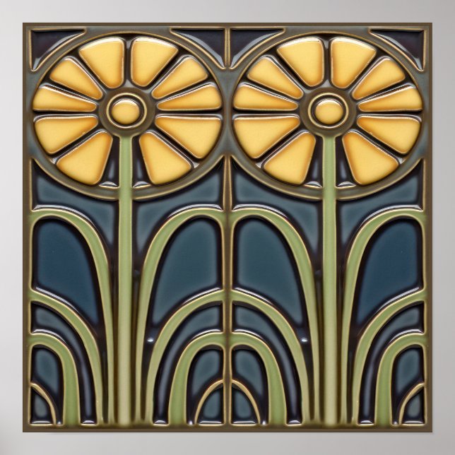Affiche Carreaux de tournesols (Devant)