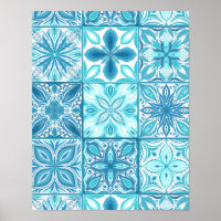 Carreaux décorés en bleu et blanc