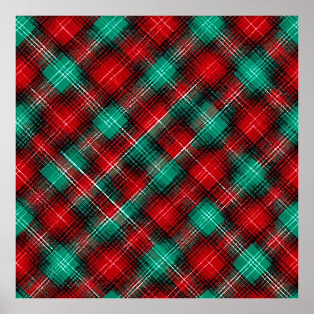 Affiche Carreaux diagonaux rouges et verts (Devant)