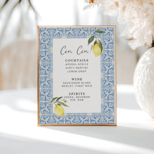 Affiche Carreaux méditerranéens Amalfi Capri Bar Menu