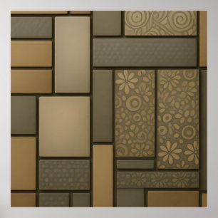 Affiche Carreaux Mosaïque Beige Neutre Motif