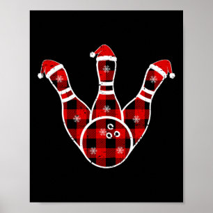 Affiche Carreaux Rouge Noir Vert Noël Sports Bowling Xma