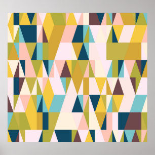 Affiche Carreaux triangles colorés, arrière - plan vintage