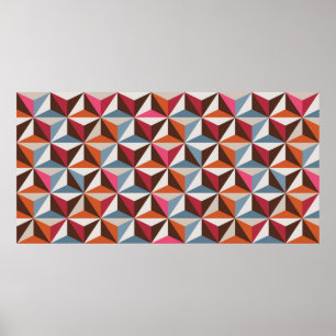 Affiche Carreaux triangles colorés sans couture motif vint