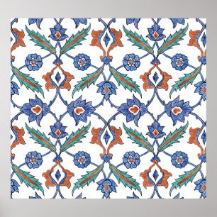Affiche Carreaux turcs médiévaux : Ornement floral.