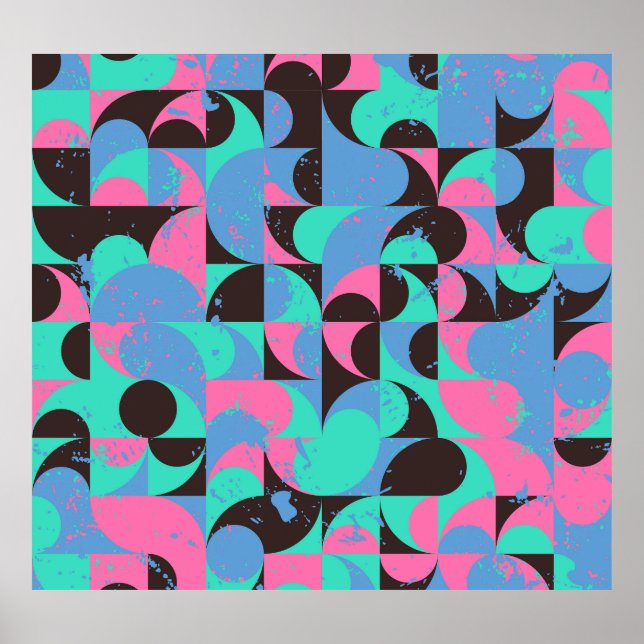 Affiche Carreaux vintages Neon Rose Green (Devant)