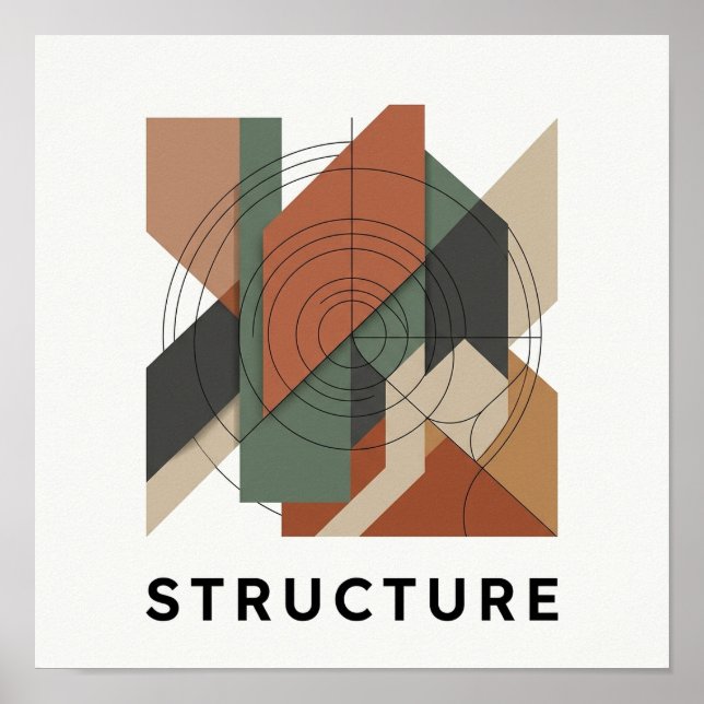 Affiche carrée de géométrie superposée Bauhaus (Devant)