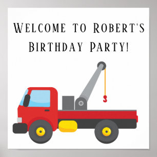 Affiche carrée pour fête d'anniversaire de camion 