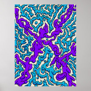 Affiche Carrefour Abstrait vif en bleu et violet