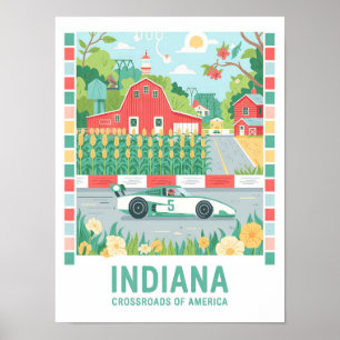 Affiche Carrefour de l'Indiana en Amérique - Voyage d'été