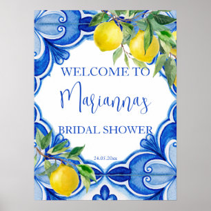 Affiche Carrelage bleu citron amore douche nuptiale accuei