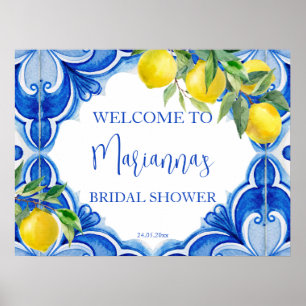 Affiche Carrelage bleu citron amore douche nuptiale accuei