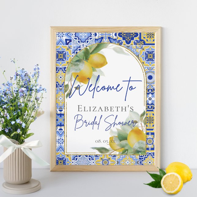 Affiche Carrelage bleu italien Arch Citrus Lemons Bienvenu (Créateur téléchargé)
