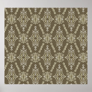 Affiche Carrelage Boho Tirée À Main Ethnique