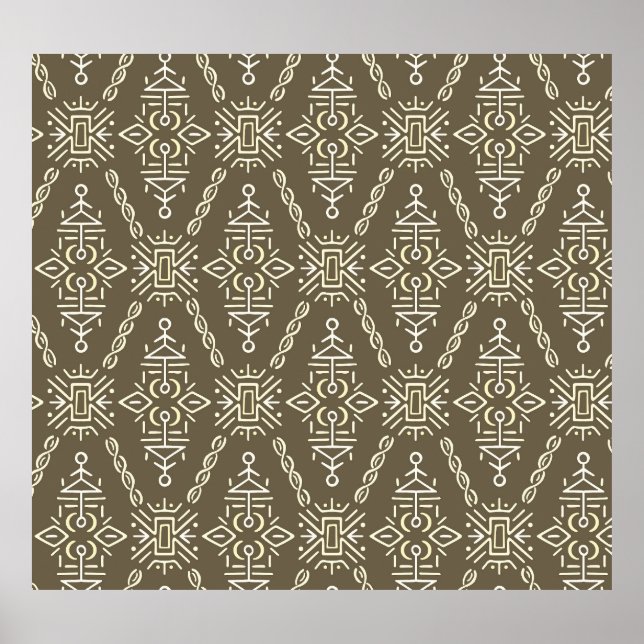 Affiche Carrelage Boho Tirée À Main Ethnique (Devant)