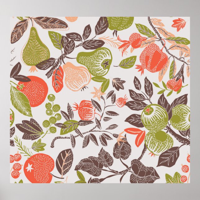 Affiche Carrelage décoratif aux fruits d'automne. (Devant)
